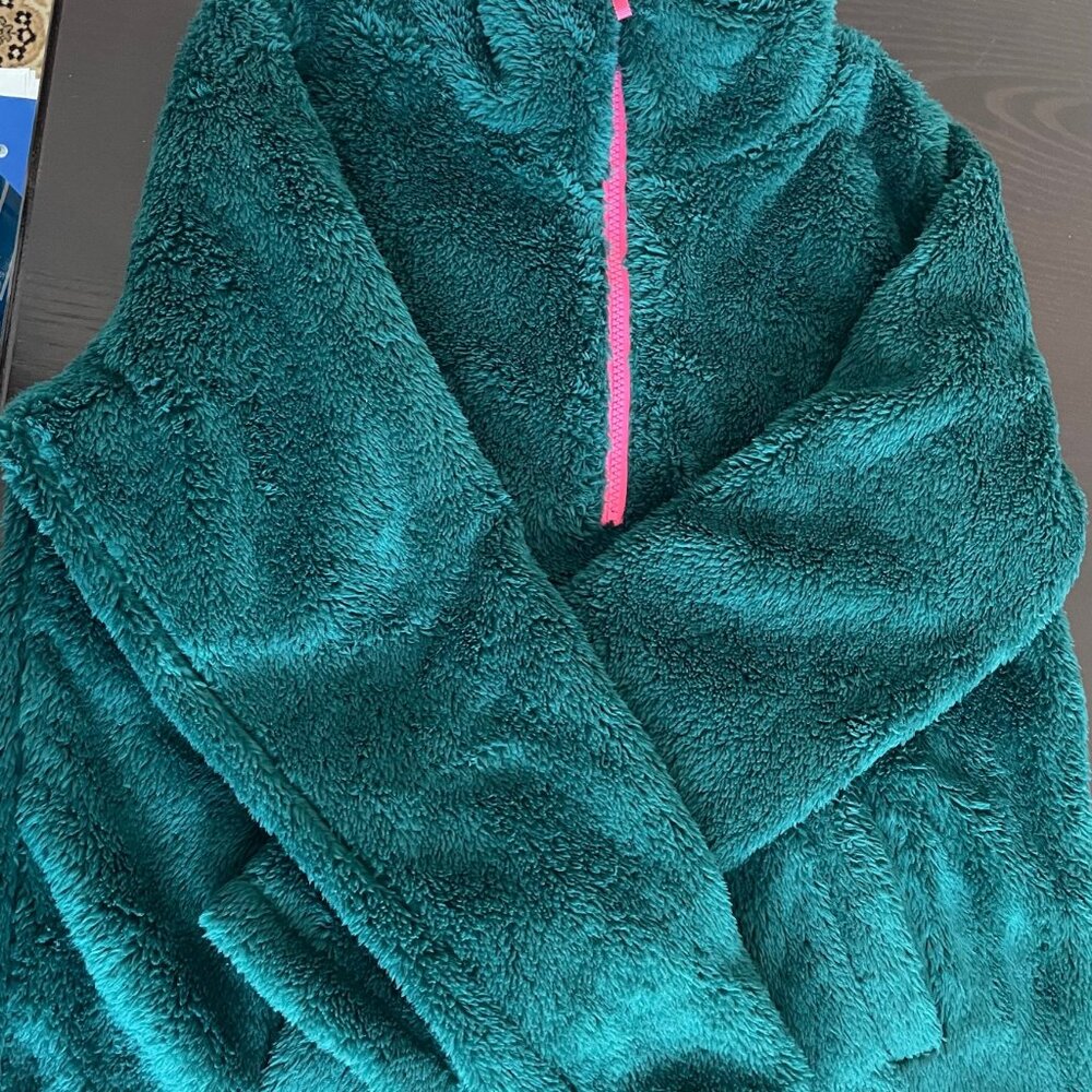 New Emerald green J Crew vintage fleece 1/4 zip jacket, size Small